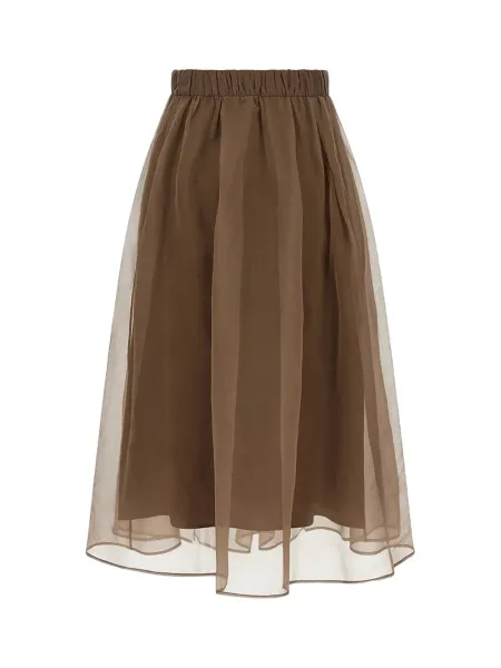 BRUNELLO CUCINELLI Layered Skirt Brown