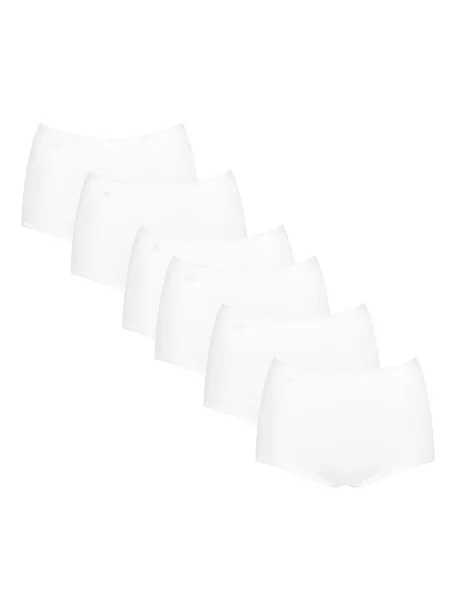 Sloggi 6 pk Cotton Rich High Waisted Full Briefs White