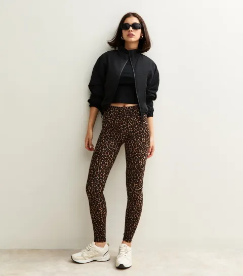 Women's Brown Leopard Print High Waist Leggings