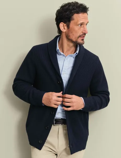 Charles Tyrwhitt Merino Wool Shawl Neck Cardigan Navy