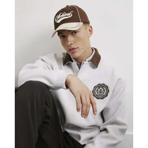 River Island Cotton Archival Collegic Cap