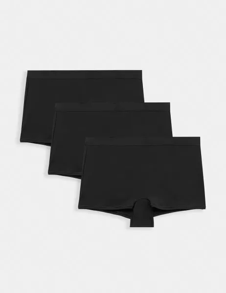 Marks & Spencer 3 Pack Flexifit Modal Rich Boy Shorts Black