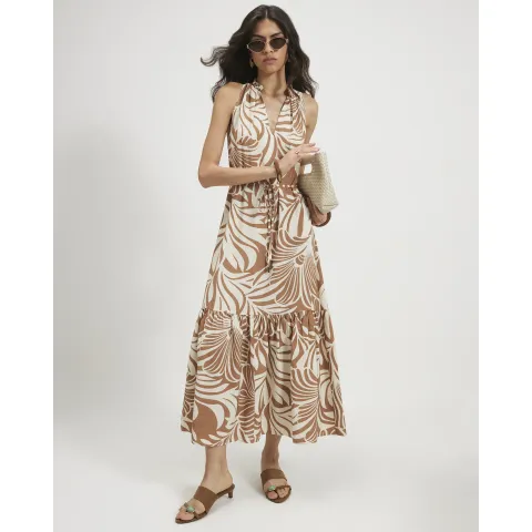 River Island Printed Peplum Hem Maxi Dress