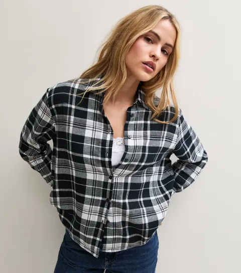 New Look Women's Black Cotton Check Shirt