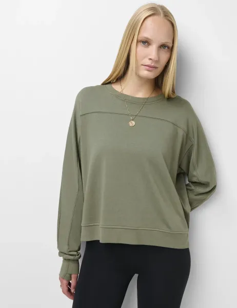 Sweaty Betty After Class Crop Sweatshirt Dark Khaki