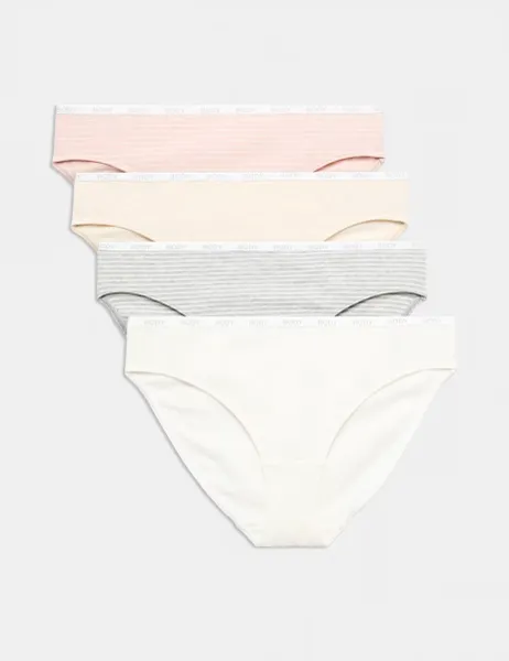 Marks & Spencer 4pk Cotton Rich Bikini Knickers Ivory