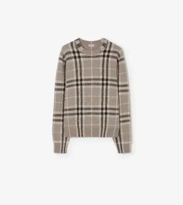 Check Cashmere Sweater in Dove grey