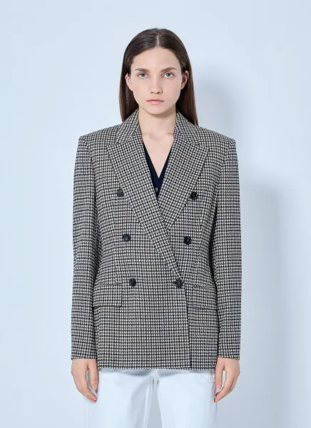 Max Mara Double-Breasted Houndstooth Blazer