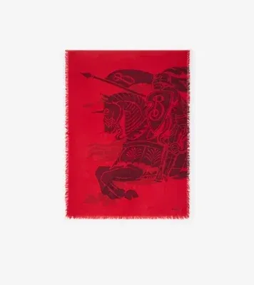 Wide Knight Wool Scarf in Oxblood red