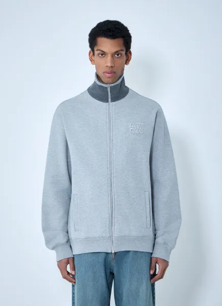 Logo Motif Zip-Up Sweatershirt