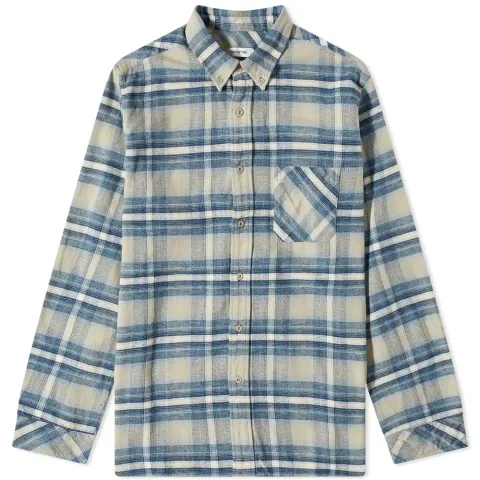 Dweller Button Down Twill Ombre Plaid Shirt