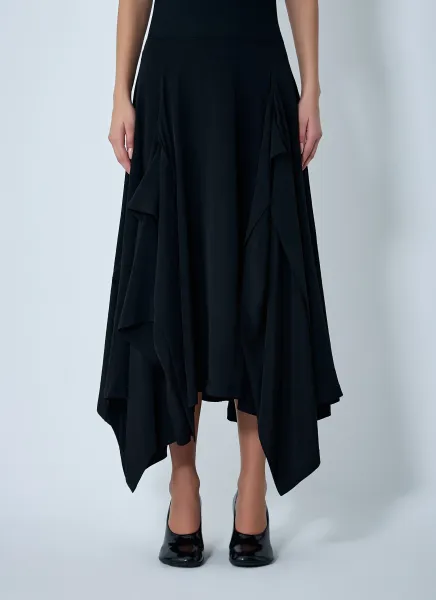 Paneled Flare Midi Skirt