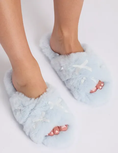 Boux Avenue Multi Bow Plush Cross Band Slippers