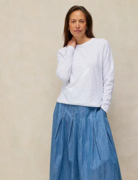 White Stuff Pure Cotton Textured T-Shirt White Mix