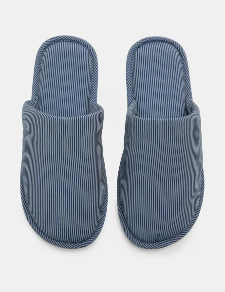 Marks & Spencer Striped Mule Slippers Navy Mix