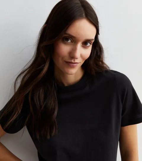 New Look Women's Black Cotton Crew Neck T-Shirt