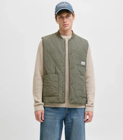 Men's Green Regular Fit Quilted Liner Vest