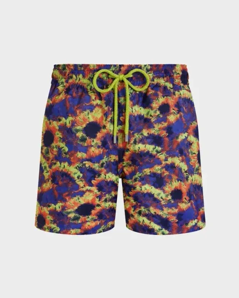 Vilebrequin Men Ultra-light And Packable Swim Shorts Sunflowers