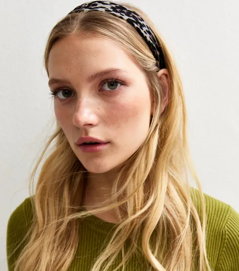 Grey Leopard Print Satin Headband