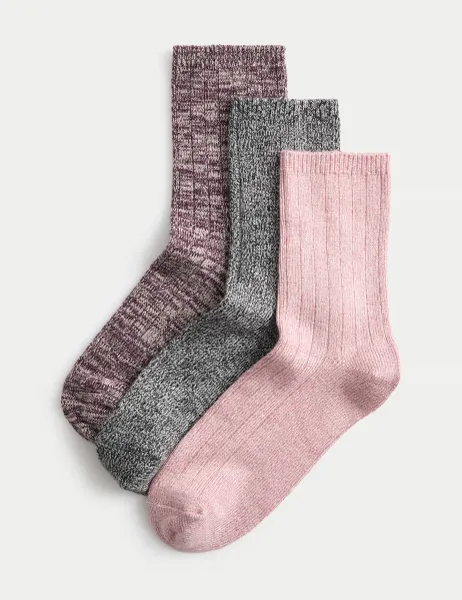 Marks & Spencer 3pk Sumptuously Soft Thermal Crew Socks Blush
