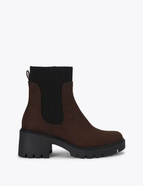 Kurt Geiger Suede Block Heel Round Toe Ankle Boots Brown