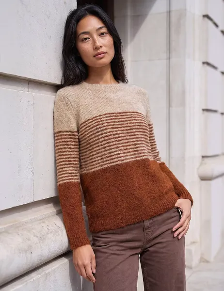 Roman Striped Jumper Dark Orange