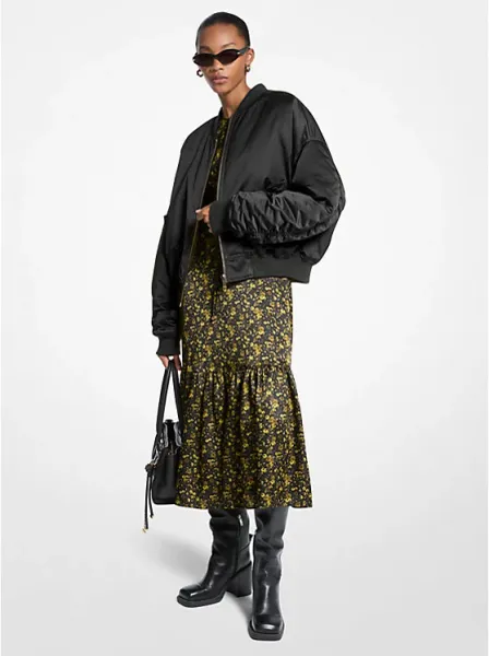Satin Ciré Bomber Jacket
