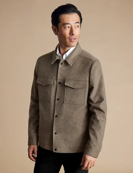 Charles Tyrwhitt Pure Wool Harrington Jacket Natural