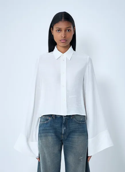 Button-Down Shirt With Long Flared Sleeves
