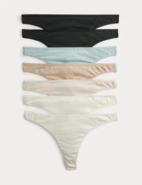 Marks & Spencer 7 Pack Pure Cotton Thongs Cream Mix