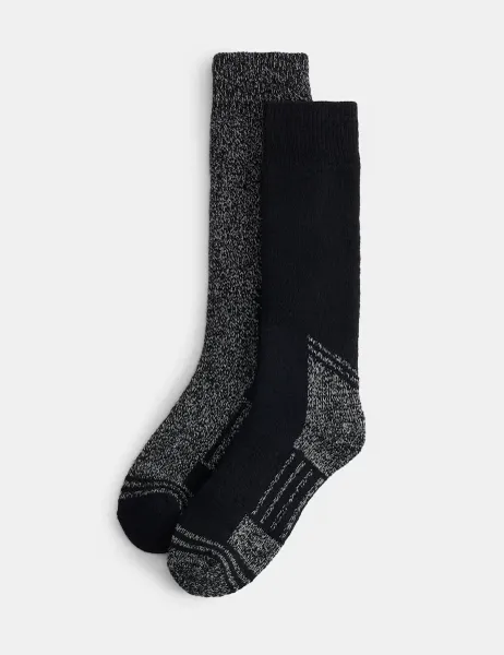 Marks & Spencer 2 Pack Freshfeet Heavyweight Work Socks Black/Black