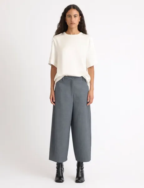 Barrel Leg Ankle Grazer Trousers Grey