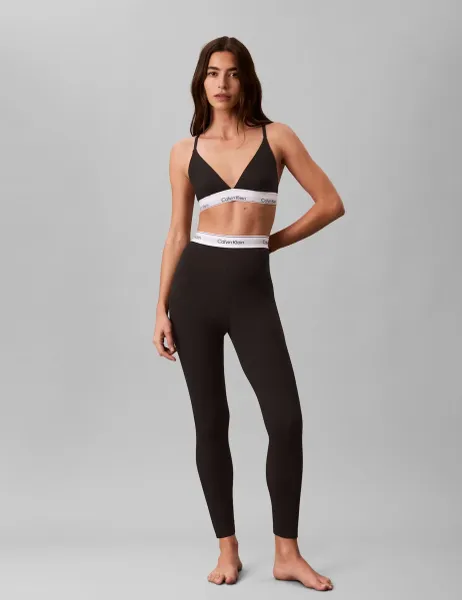 Calvin Klein Cotton Rich Ribbed High Waisted Leggings Black