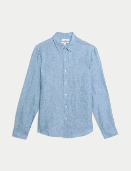 Marks & Spencer Slim Fit Pure Linen Shirt Chambray