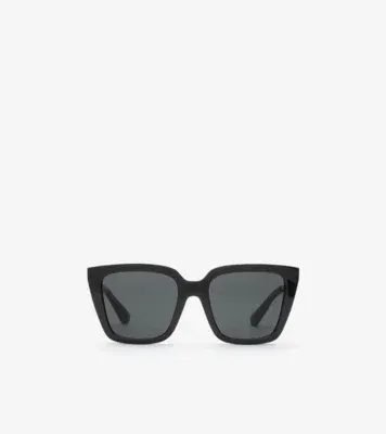Check Engraved Square Sunglasses​ in Black