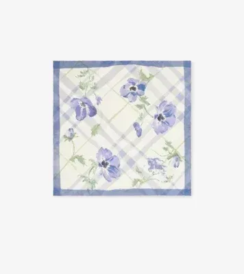 Watercolour Check Silk Scarf in Cornflower blue