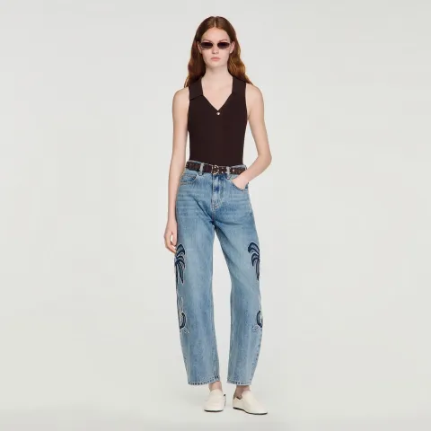 Ribbed knit polo bodysuit