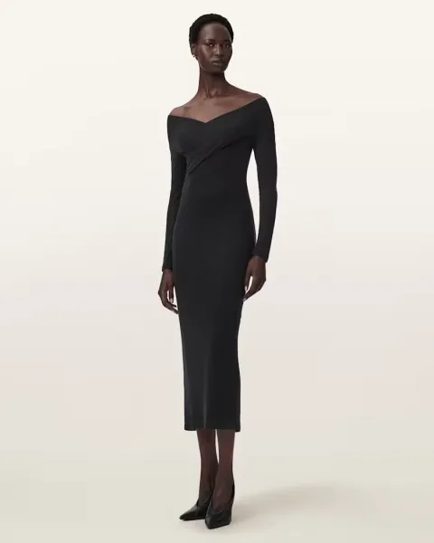 AllSaints Delta Bodycon Jersey Midi Dress