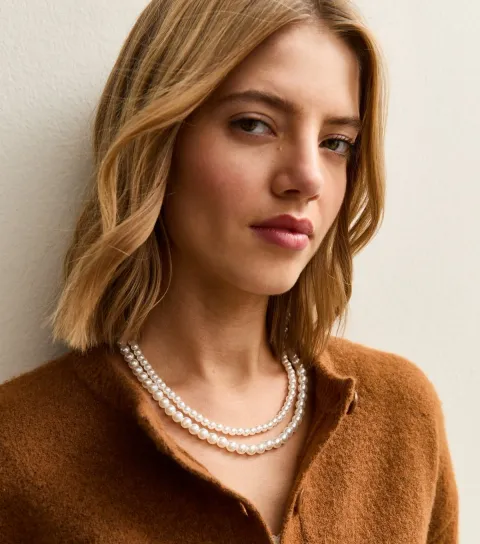 Cream 2 Strand Faux Pearl Necklace