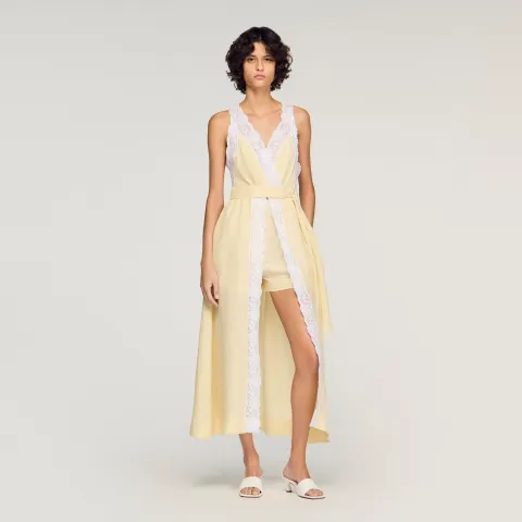 Trimmed linen maxi dress