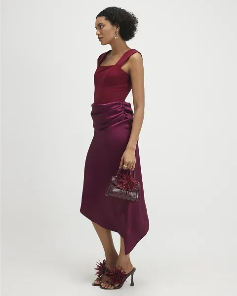 River Island Satin Sleeveless Midi Dress