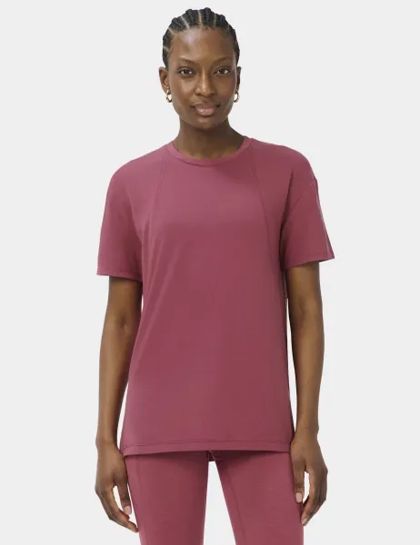 Sweaty Betty Soft Flow Studio Longline T-Shirt Dark Pink