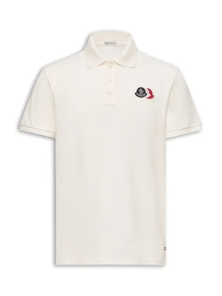 Men Logo Patch Polo Shirt White