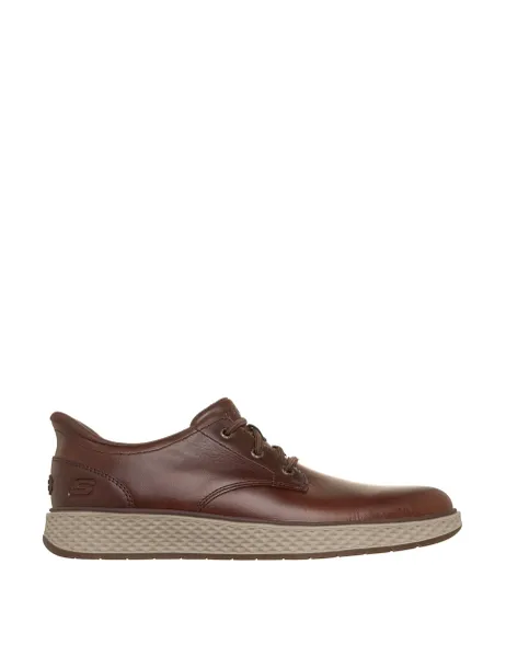 Skechers Burkett Lonzo Leather Slip On Trainers Brown