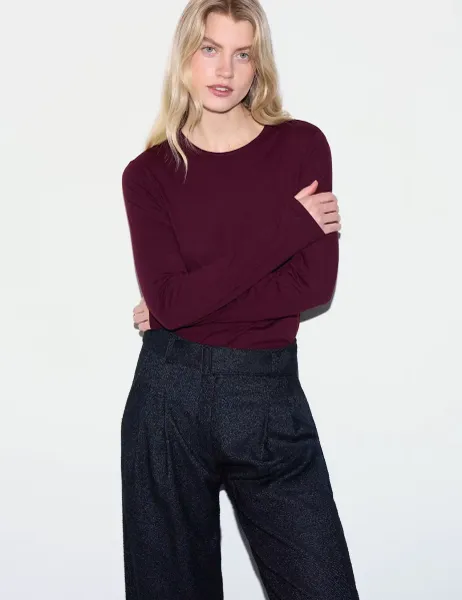 Jigsaw Pure Cotton T-Shirt Burgundy