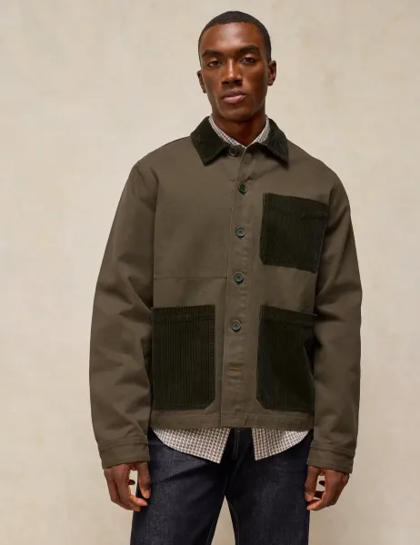 White Stuff Pure Cotton Collared Jacket Khaki