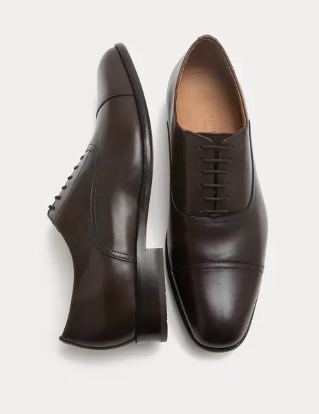 Autograph Wide Fit Leather Oxford Shoes Brown