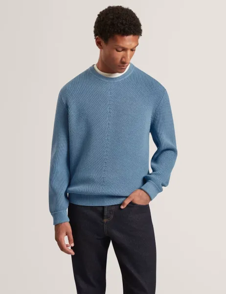 Ted Baker Ribbed Crew Neck Jumper Blue
