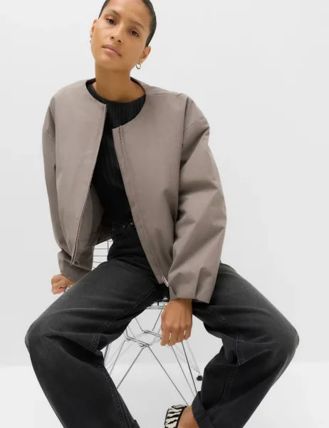 Marks & Spencer Collarless Bubble Hem Jacket Grey