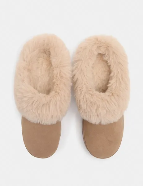 Marks & Spencer Suede Round Toe Slipper Boots Mink